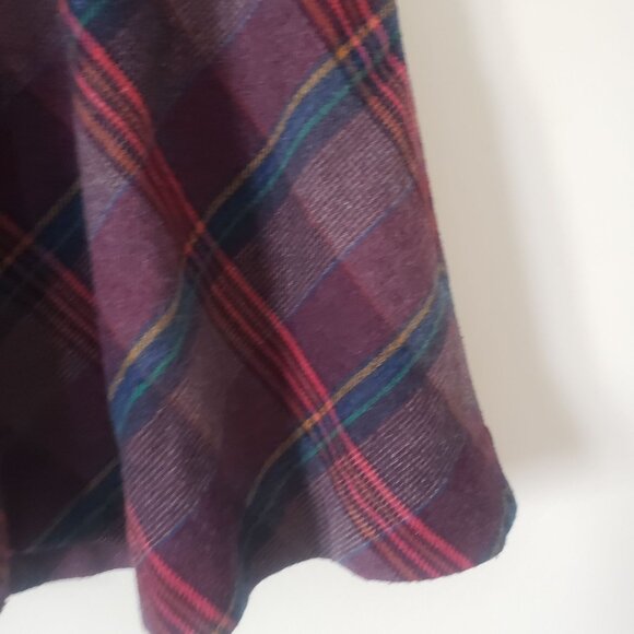 Vintage Midi Red Plaid Skirt Size 16 Dark Academia Preppy Fall Wool Blend Belted - Picture 5 of 9